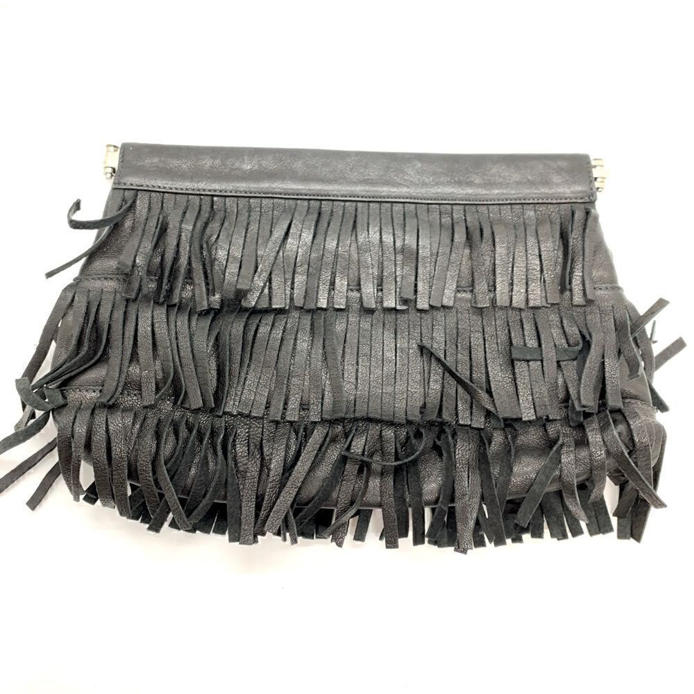 Genuine Leather Fringe Clutch 